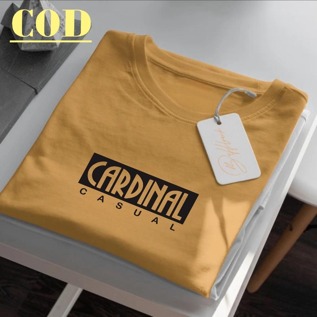 COD  Baju Kaos Distro Pria Dewasa Lengan Pendek CARDINAL BLOK Text HITAM Premium Quality Kaos Cotton