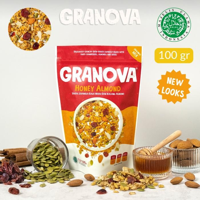 

[TERLARIS] Granova - Granola 100gr / 270gr / 1kg (Honey Almond, Choco Cranberry, Berry White, Banana Nut) - Honey Almond, 100 gram[TERLARIS ]
