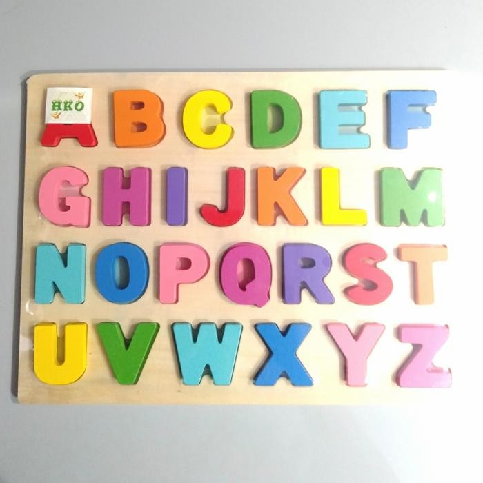 ULIUM Puzzle kayu edukasi anak huruf abjad - huruf kecil