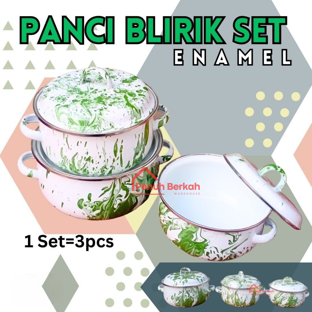 Panci Enamel SET Blirik / Panci Enamel / Panci Enamel Seng Jadul
