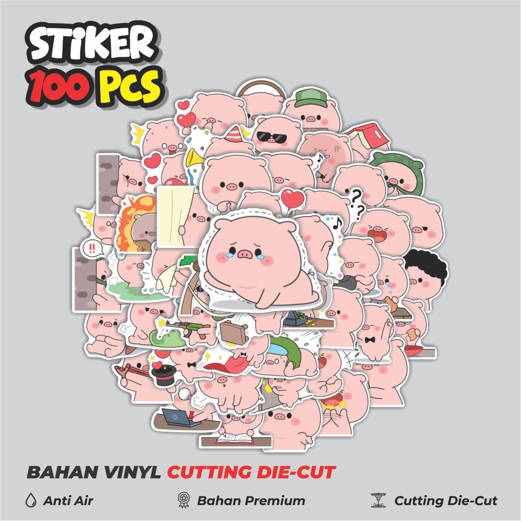 

Terbaru! 50 pcs Stiker Baboy The Pig Dekorasi Lucu Kreatif untuk Notebook, Skateboard, HP