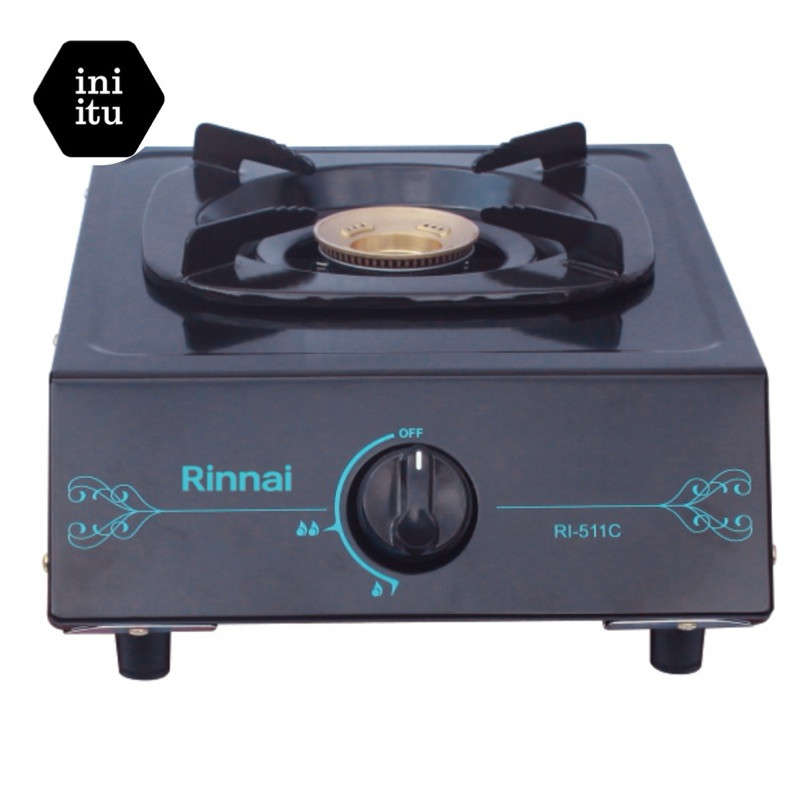 [ Rinnai ] Kompor Gas 1 Tungku Rinnai 511 C - Body Teflon + Burner Kuningan
