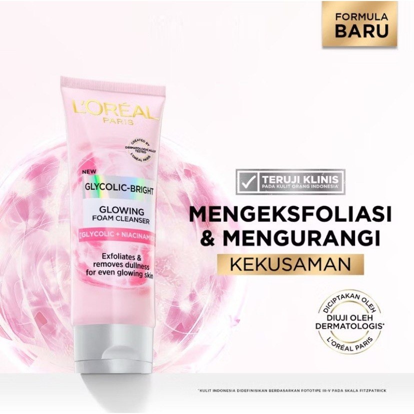 L'Oreal Paris Glycolic Bright Daily Cleanser Foam - Skin Facial Wash Glyco Loreal Glyco Acid