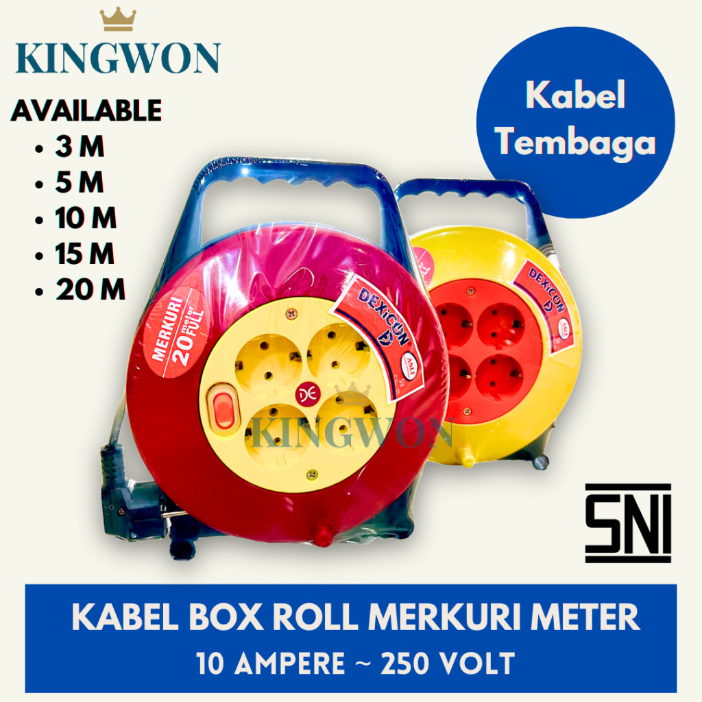 TERLARIS BOX KABEL ROLL KABEL 3/5/10/15/20 METER KABEL GULUNG 4 LUBANG COLOKAN LISTRIK FULL KABEL TE