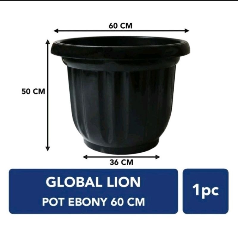 POT HITAM EBONY 60 CM, POT BESAR HITAM KOKOH, POT TANAMAN BUNGA,POT TANAMAN BUAH, POT JUMBO BESAR, U
