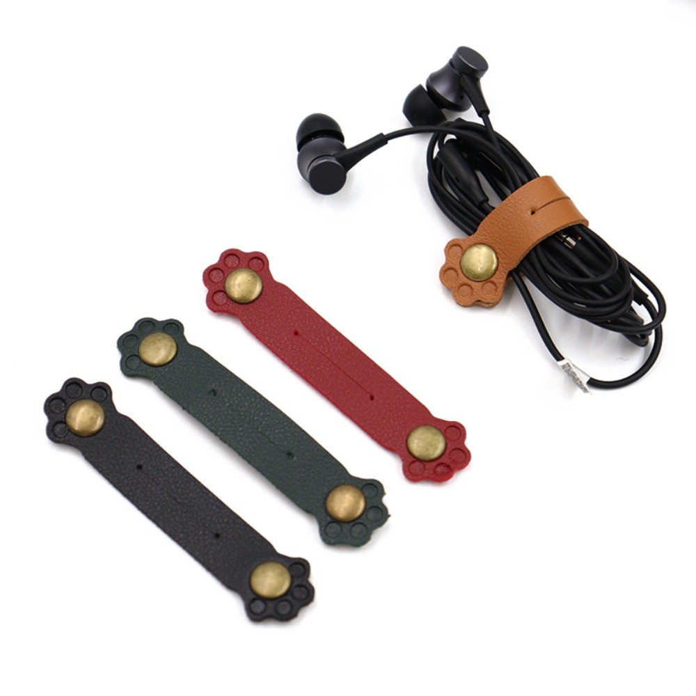 Earphone Cord Organizer Cute Animal Leather Cable Winder Wire Ties Cable Protector Clip Anti Winding