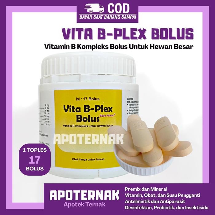 VITA B PLEX 1&17 Bolus | VITAMIN B1 B2 B6 B12 Untuk Hewan Sapi Kambing - 17 Bolus