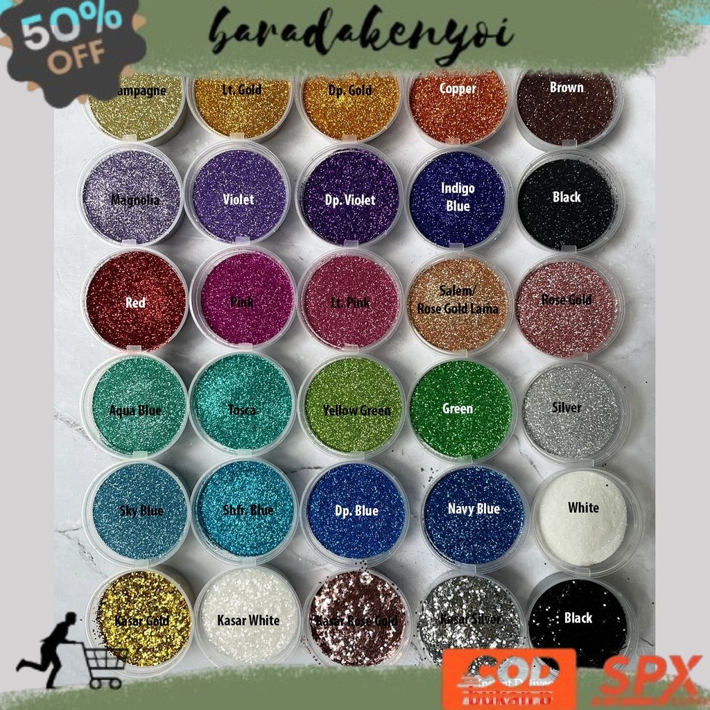 VIRALIN TRENDING 100g Glitter Bubuk Powder Gliter Serbuk Glitter Bahan Henna, Slime, Nail Art, Resin