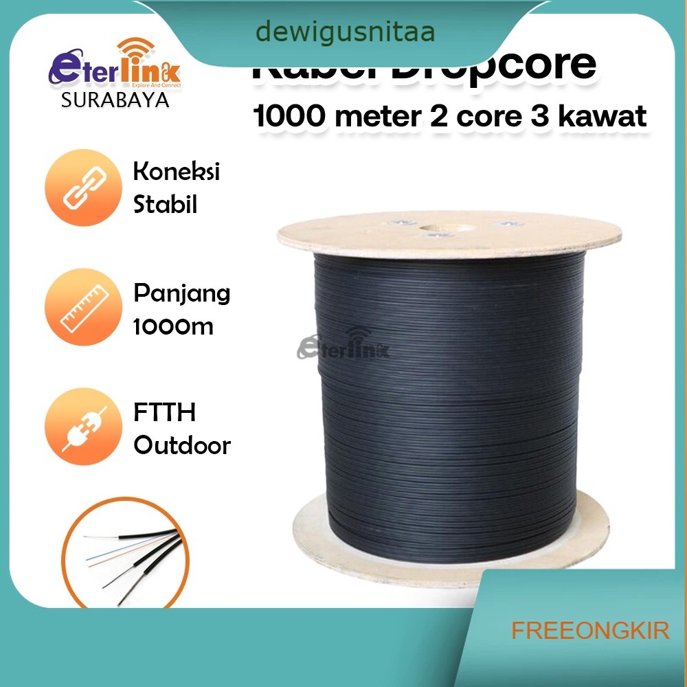 FO 1000 METER | 2 Core 3 Seling | kabel DropCore FO
