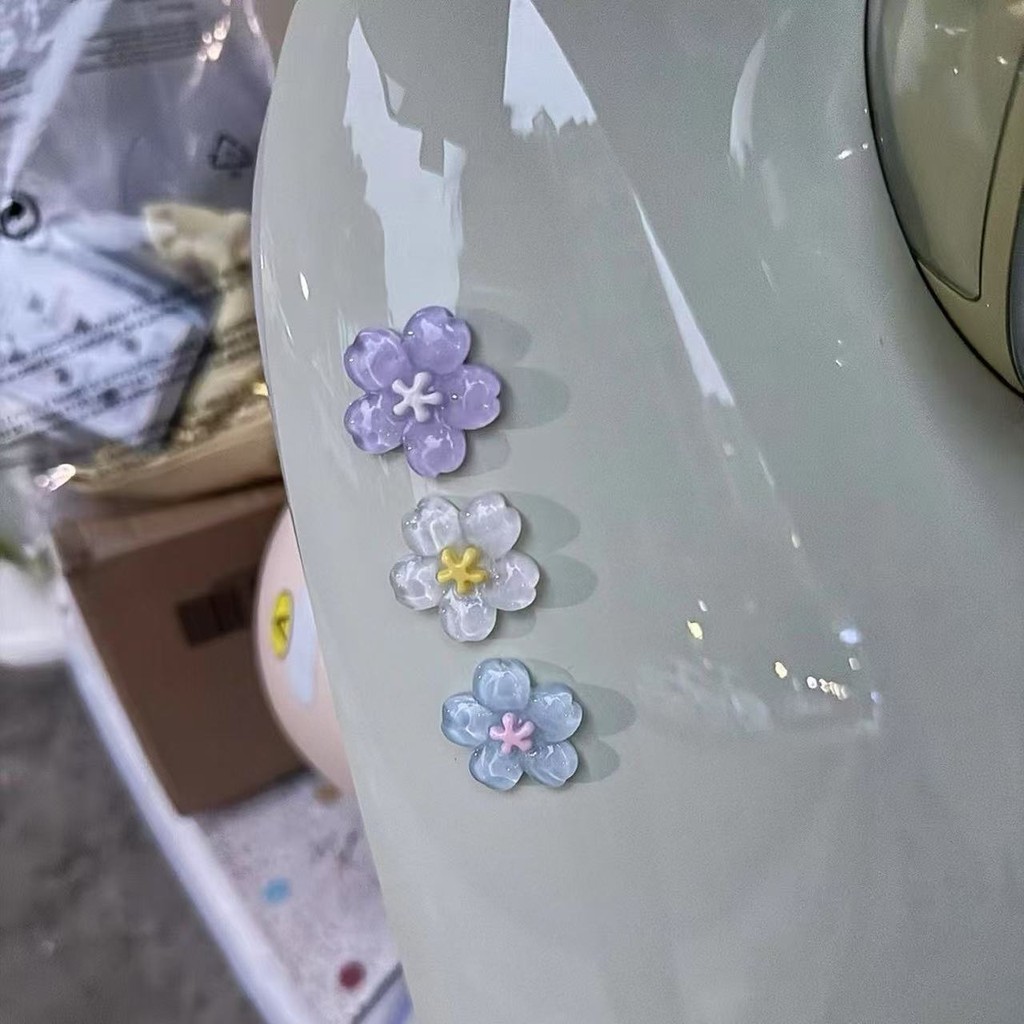 Stiker Bunga Lima Kelopak Es Transparan - Aksesoris Kecil Hiasan Motor, Stiker Sakura untuk Sepeda P