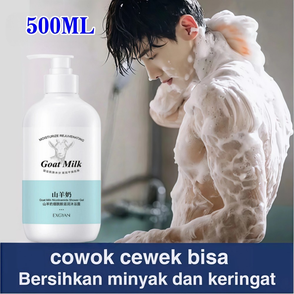【EXGYAN】Sabun Pemutih Badan Permanen Sabun Susu Kambing Sabun Mandi Cair 300ML Sabun Susu Kambing