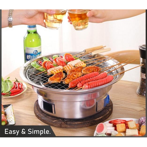 Pemanggang Arang Panggangan Stainless Steel Grill BBQ Stove Pan