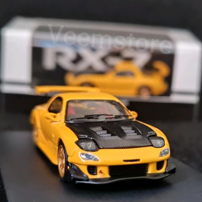 Diecast 1:64 Mazda RX7 FD3S Gold Wheel [BSC] Kap Mesin Karbon