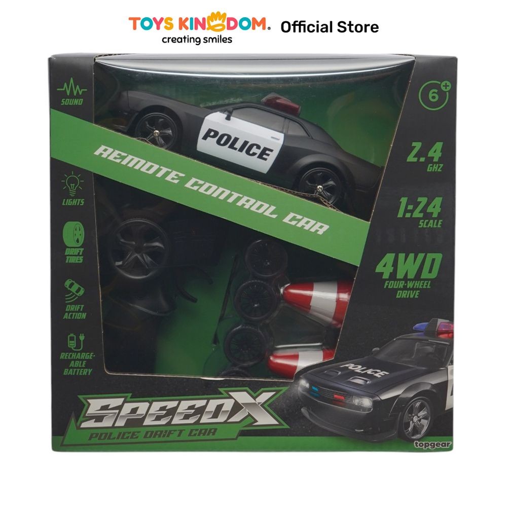 Top Gear Speedx Police Drift Car Remote Control 1:24 - Hitam Miniatur Mobil Mobil-Mobilan Kids Toy
