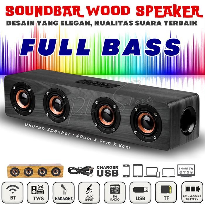 COD NEWW MURAH BANGET Speaker Bluetooth Full Bass SOUNDBAR BAHAN KAYU FLECO F-422BT Untuk TV-HP-Komp