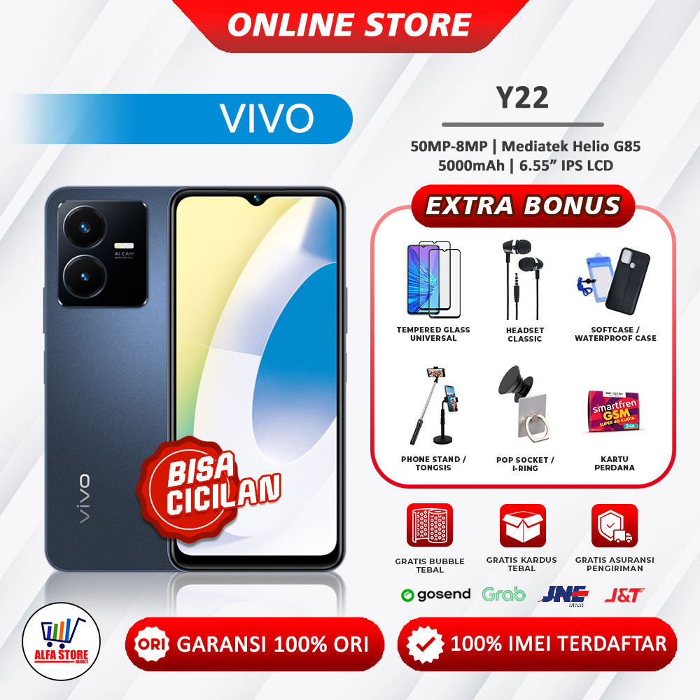 Handphone Vivo Y22 ram 6/128Gb Garansi Resmi
