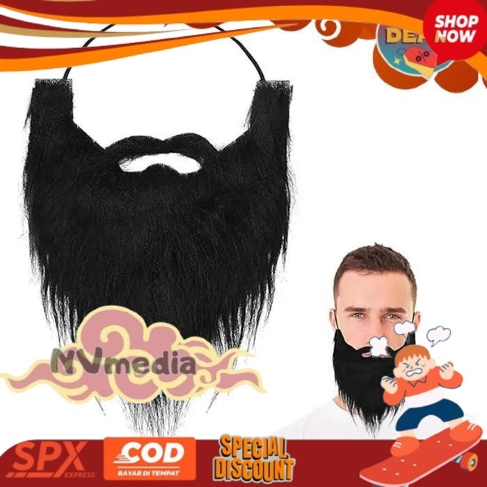 READY TERBARU Trending Jenggot Palsu /Jenggot Imitasi Palsu Hitam Untuk Kostum Cosplay Halloween /Fa