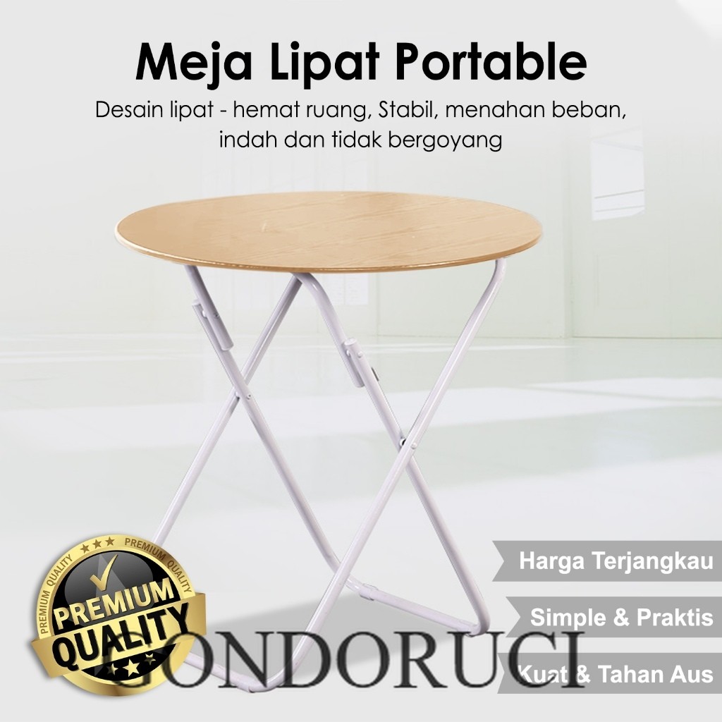 [  LUCIAMO ]  Meja Lipat Kayu Meja Lipat Bulat Meja Makan Restoran Meja Lipat Silang Meja Bundar Min