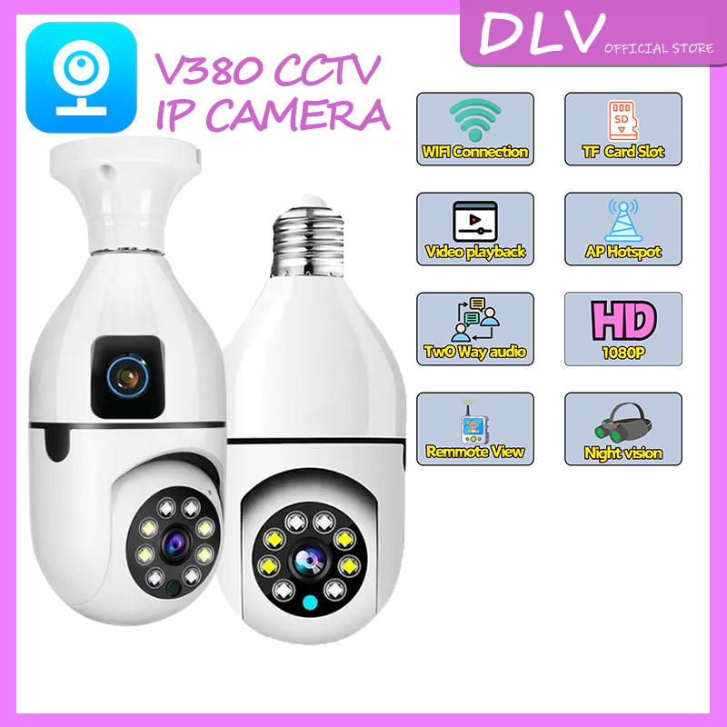hostomps CCTV V380 Pro IP Kamera Lampu 8MP Kamera CCTV Wifi Lampu,cctv wifi jarak jauh lewat hp