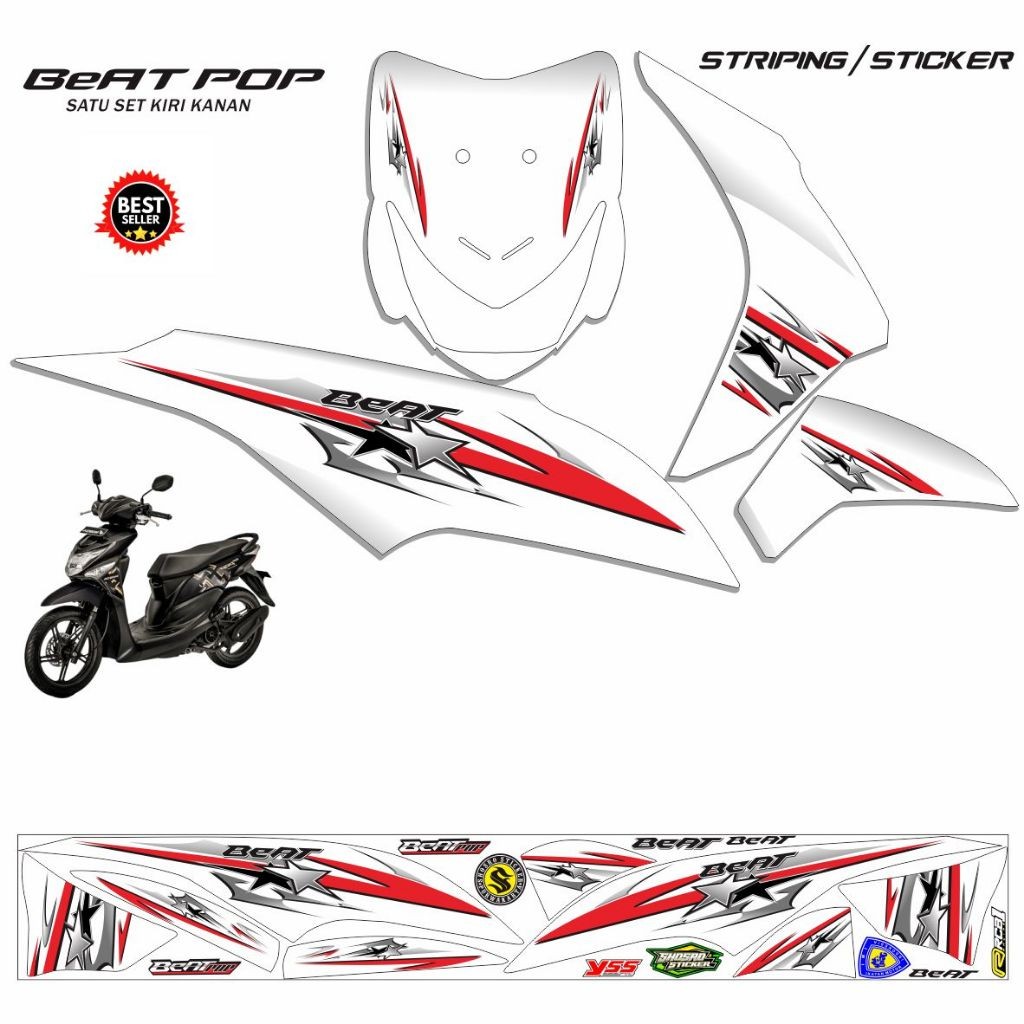 STRIPING STIKER MOTOR / STIKER VARIASI MOTOR BEAT POP FI MOTIF VARIASI / SETIKER STRIPING BEAT POP