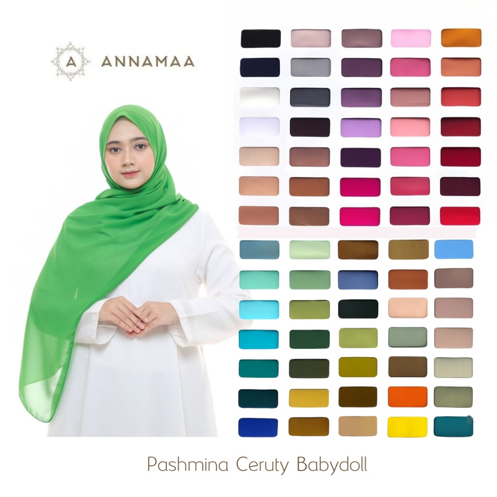 Pashmina Babydoll Polos Ceruty Plain Ceruti Pasmina Cerruty Premium Pahmina Basic Terbaru biru hijau