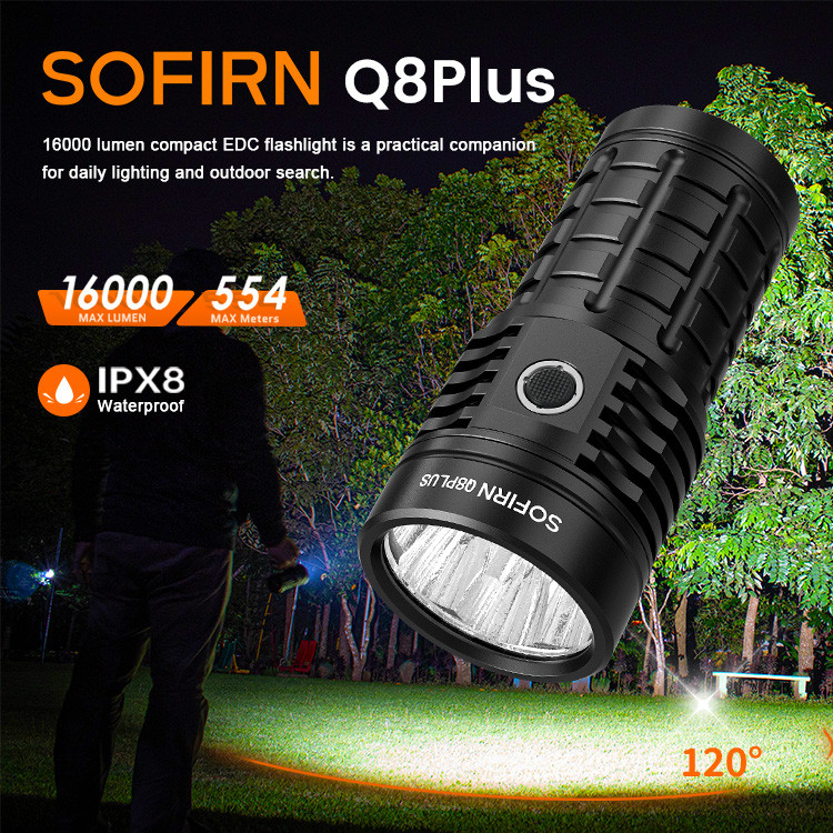 Sofirn Q8 Plus 6*XHP50.2 LED Torch 21700 USB C Rechargeable 16000lm Powerful Flashlight EDC Portable