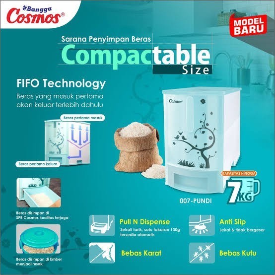 COSMOS Rice Box 007 Penyimpan Beras 7kg / Wadah Beras / Tempat Beras