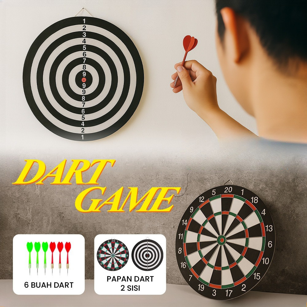 Dart Game Dart Board 17 Inch Dart Board Dewasa Dart Board Safety Set Game ROX Original Dua Sisi
