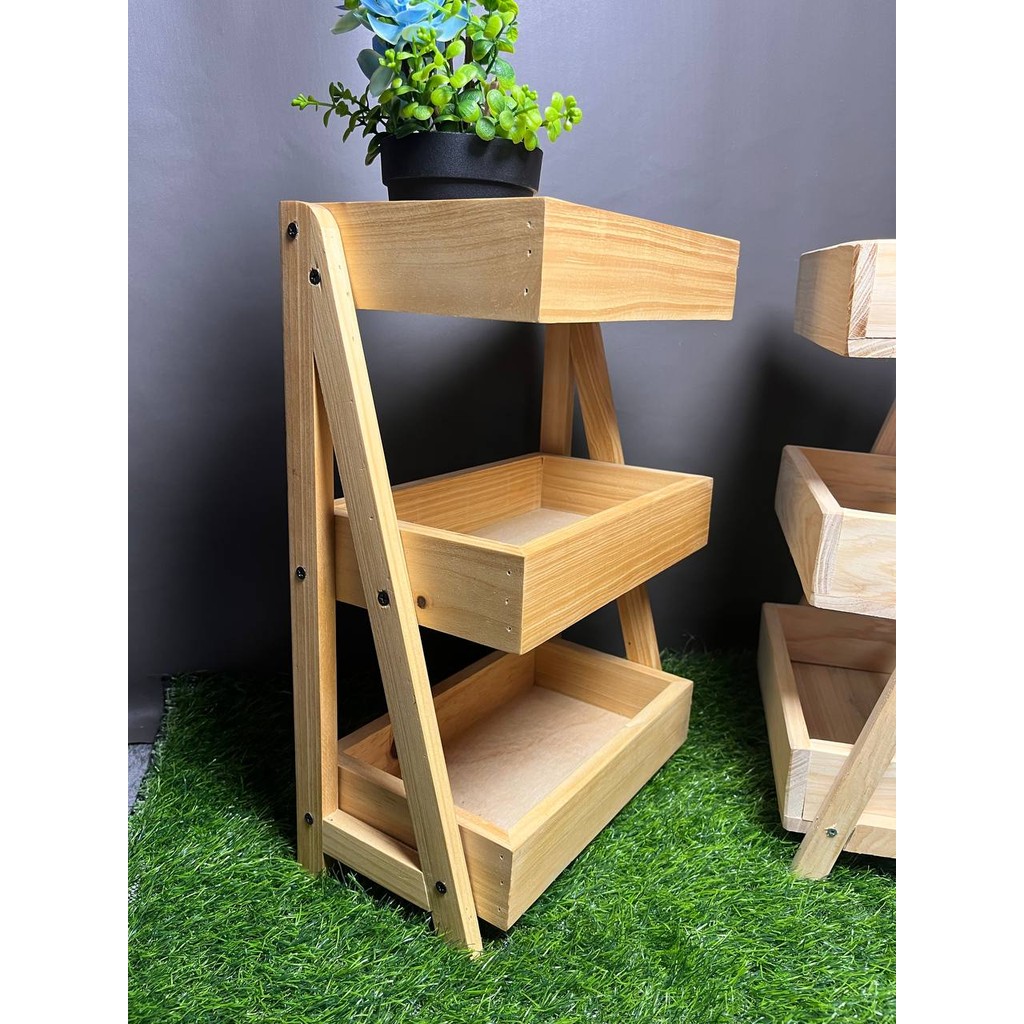 Rak Bawang Susun KAYU JATI Gratis Stiker Tempat Telur Bumbu Dapur Unik Aesthetic Kualitas Premium