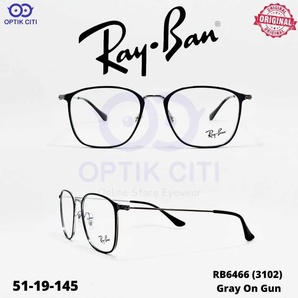 Frame Kacamata Kotak Pria Wanita Rayban Original RB 6466 - Gray On Gunmetal
