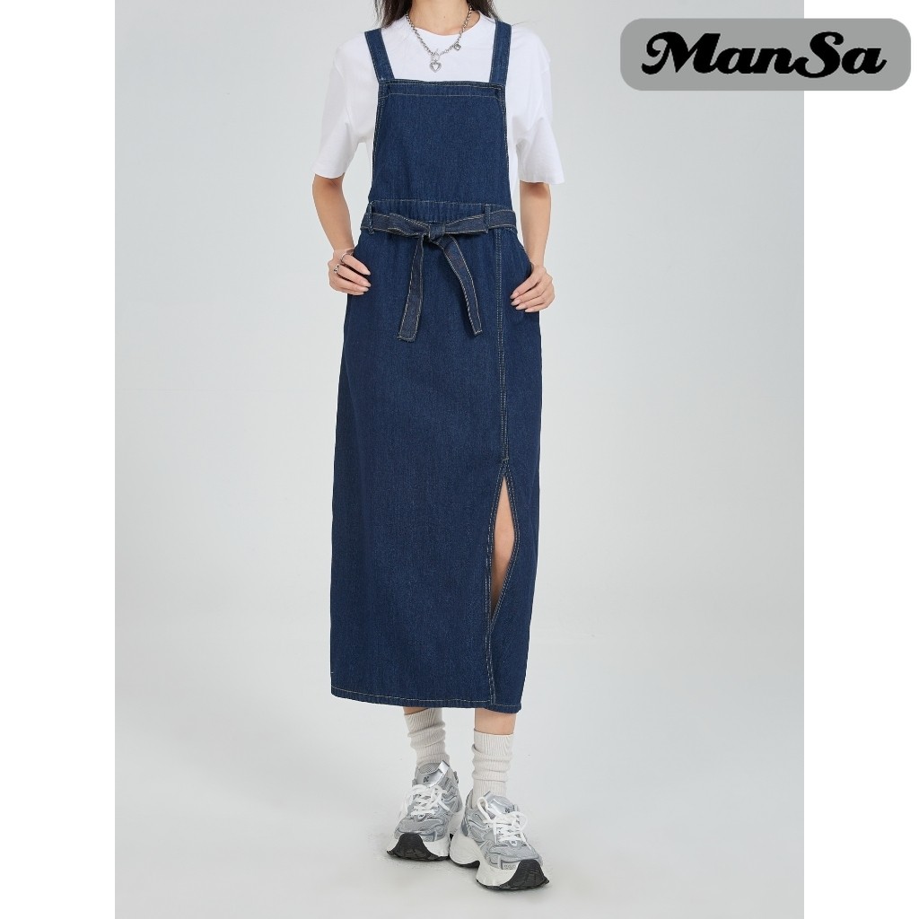 【ManSa】Dress Denim Jumbo Wanita All Size Korea Style / Dress Jeans Wanita / Jumpsuit Wanita / Overal