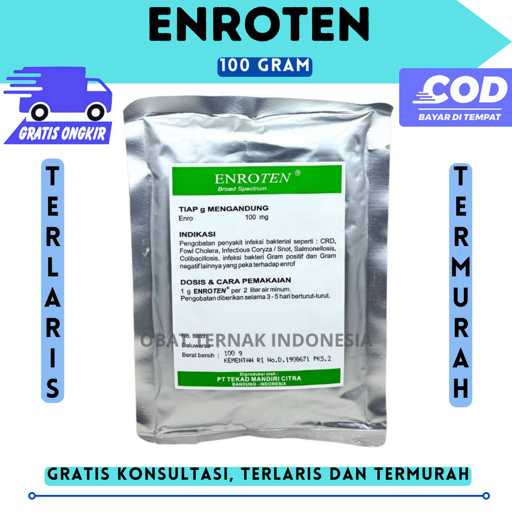 ENROTEN 100 gram - Obat Pernafasan Hewan