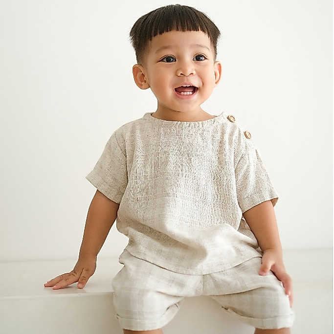 Baju Set Linen Anak Laki-Laki Lucu dan Menggemaskan