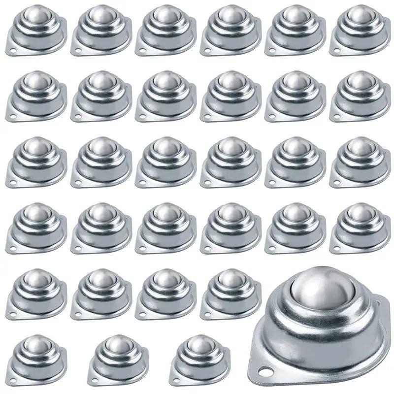 WORTHOWN-32Pcs Roller Ball Transfer Bearing, 1 Inch Carbon Steel Ball Casters, Mounted Ball Transfer