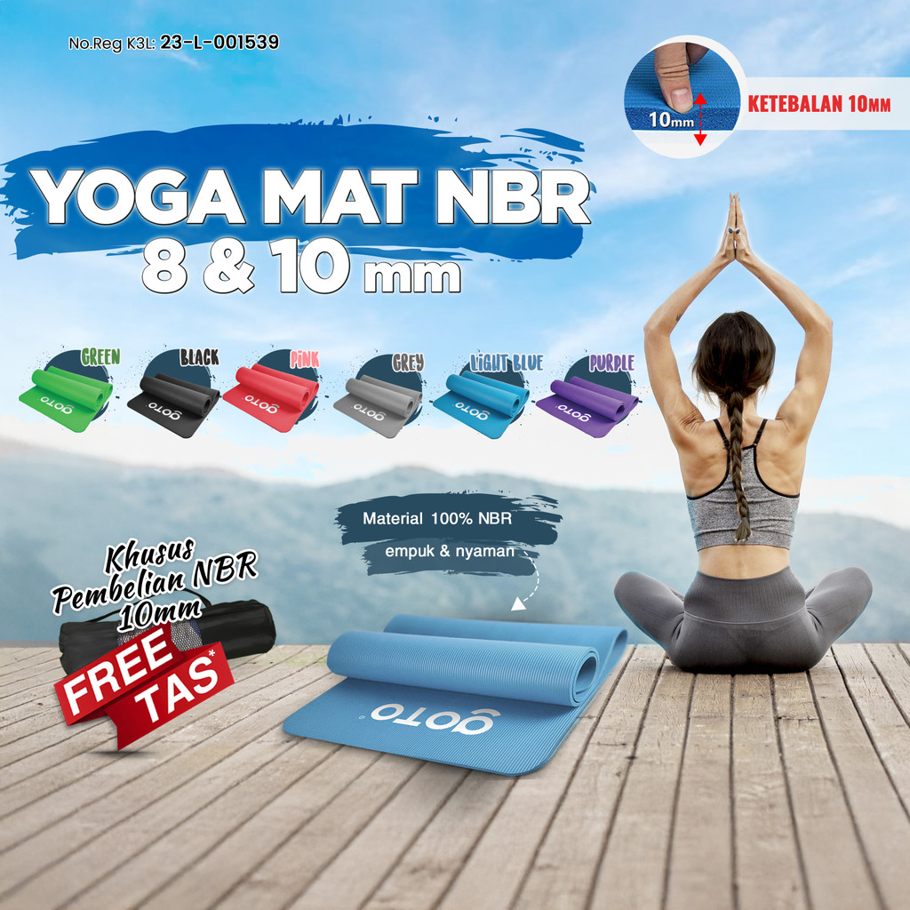 Goto NBR Yoga Mat 10mm Matras Alas Tebal Anti Slip