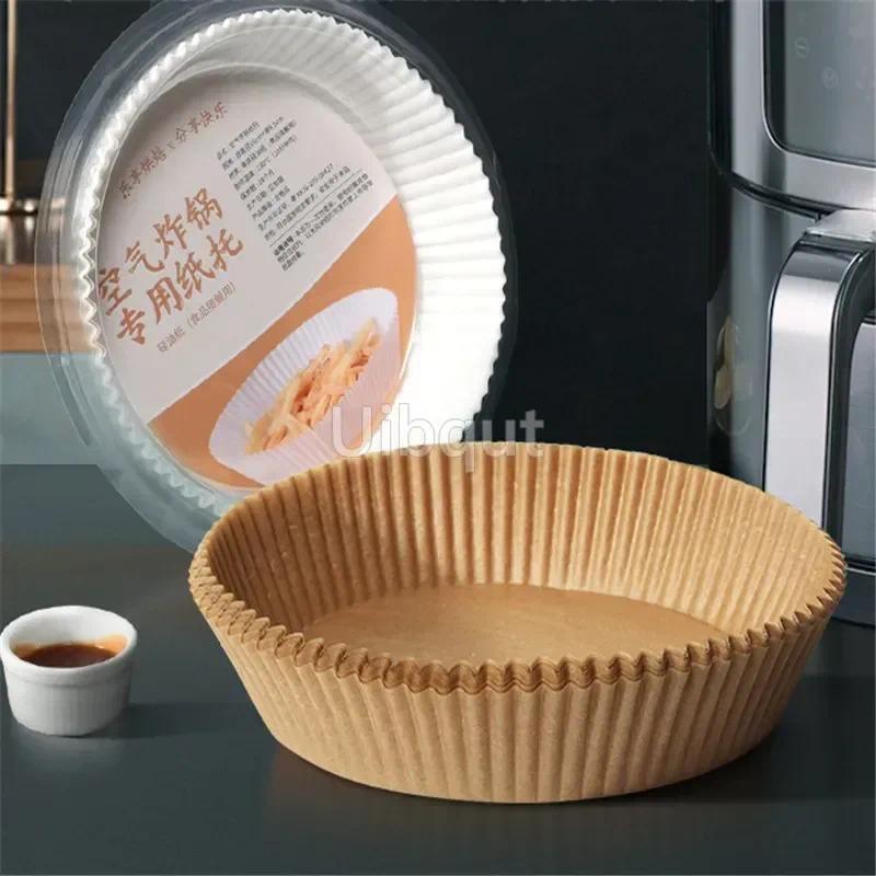 30 or 50 pcs Air Fryer Disposable Paper Liner Non-Stick Mat Steamer Round Paper Baking Mats Kitchen 