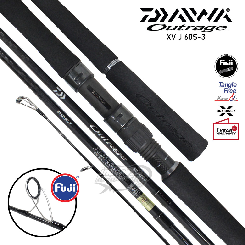 Joran DAIWA OUTRAGE XV J || PE3 PE4 PE5 || 183cm || 2 Pieces || Spinning || Jigging || Bergaransi