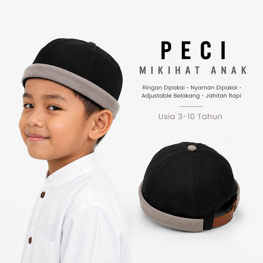 Topi Peci anak mikihat miki hat anak Laki Laki Model UAS 3 - 10 Tahun