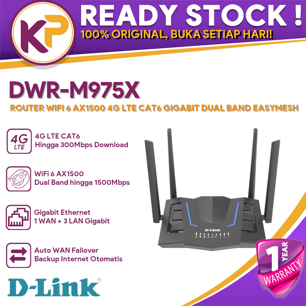 D-LINK DWR-M975X ROUTER WIFI 6 AX1500 4G LTE CAT6 GIGABIT DUAL BAND EASYMESH