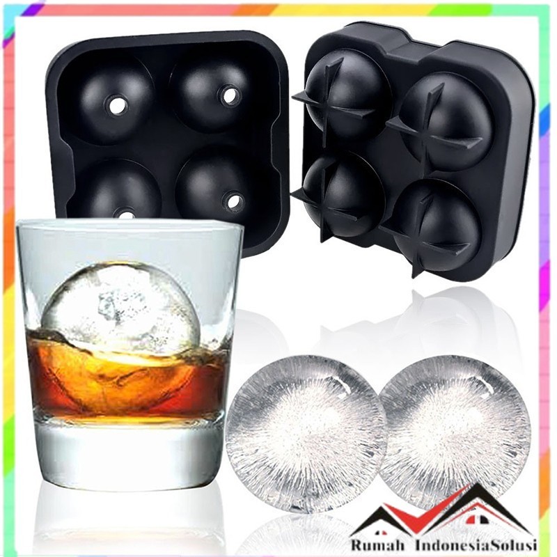

- TEENRA Cetakan Es Batu Silikon Bulat 4 Grid Ice Cube Mold - TW-159 -