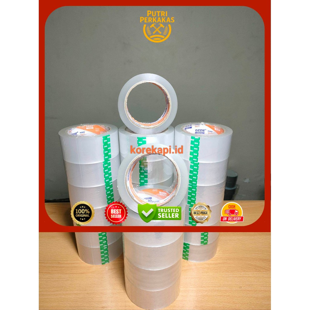 

Lakban Esolasi Bening /Opp Tape 90y Ozzie Lakban Packing Esolasi Bening