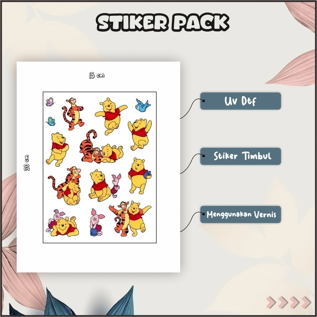 

Stiker Sticker Setiker Setikker Pack UV DTF Motif KartunAnak Masha Dora Minions Kuning Pink dll P57