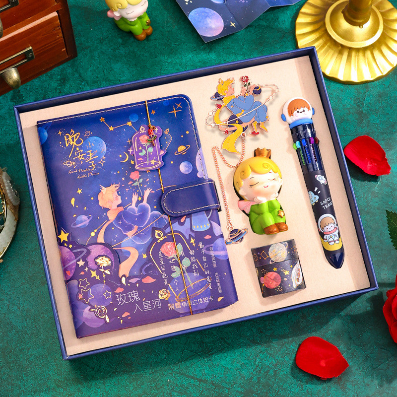 

Creative stationery, holiday notebook, PU, notepad, pen book, sticker, sticker, tape set, handbook, gift box set