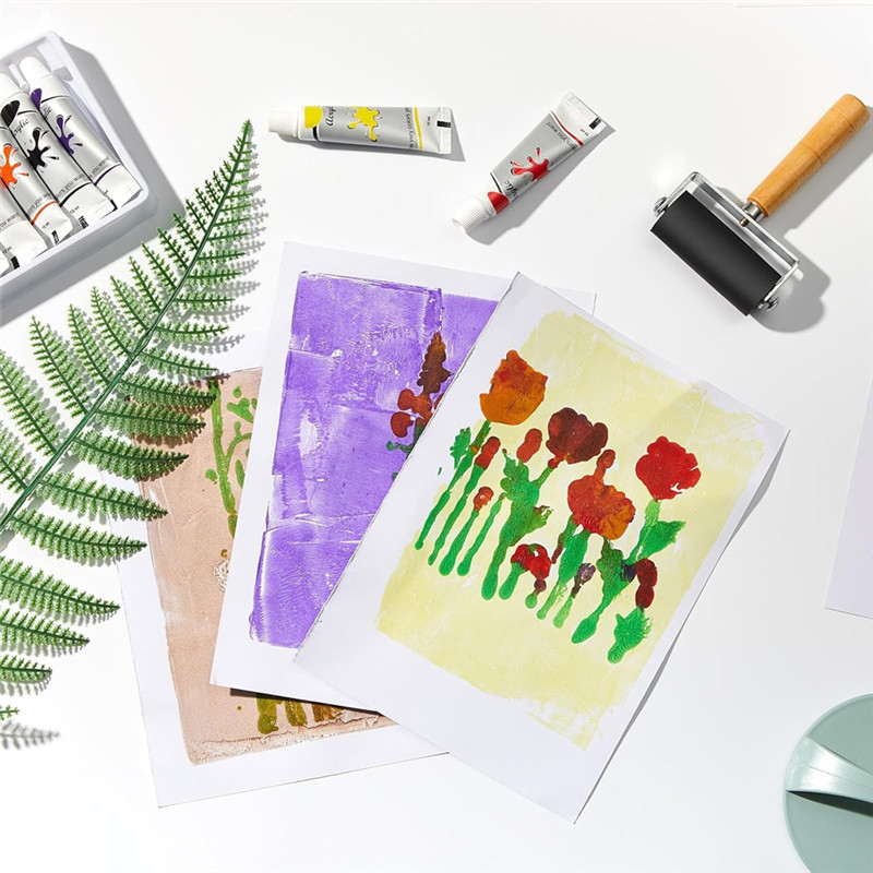 

B45C Gel Printing Plate Kit With Acrylic Paint, Papers& Tools For Mixed Media Art, Card Making - Beginner & Art Class