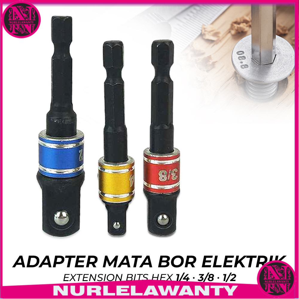 

- FEIMING Mata Bor Elektrik Adapter Extension Bits Hex 1/4 3/8 1/2 3 PCS - BD003 -