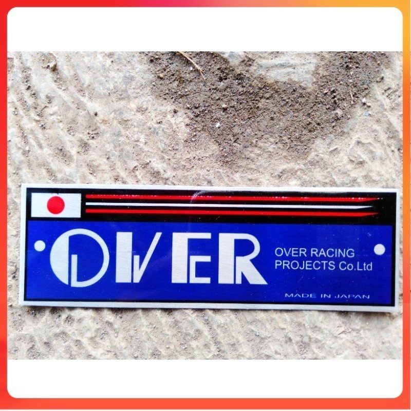 Emblem knalpot merk over Japan warna biru bahan alumunium mengkilap bukan stiker Iron Racing