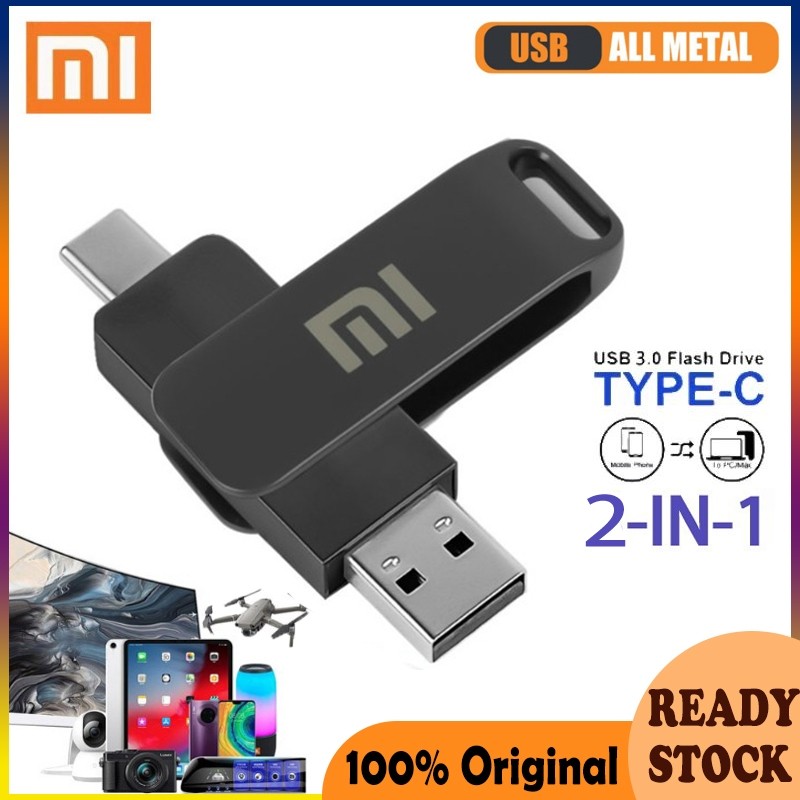 Xiaomi Flashdisk OTG 2in1 USB3.0＆Type-C | Kapasitas 2TB/1TB Portabel Ponsel Android/Mobil/Laptop Fla