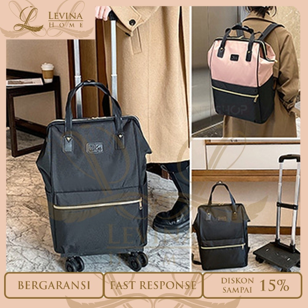 Tas Ransel Roda Traveling Bag Tas Koper Perjalanan Bagasi Pesawat Roda Dorong Tas Cabin Trolley – Le