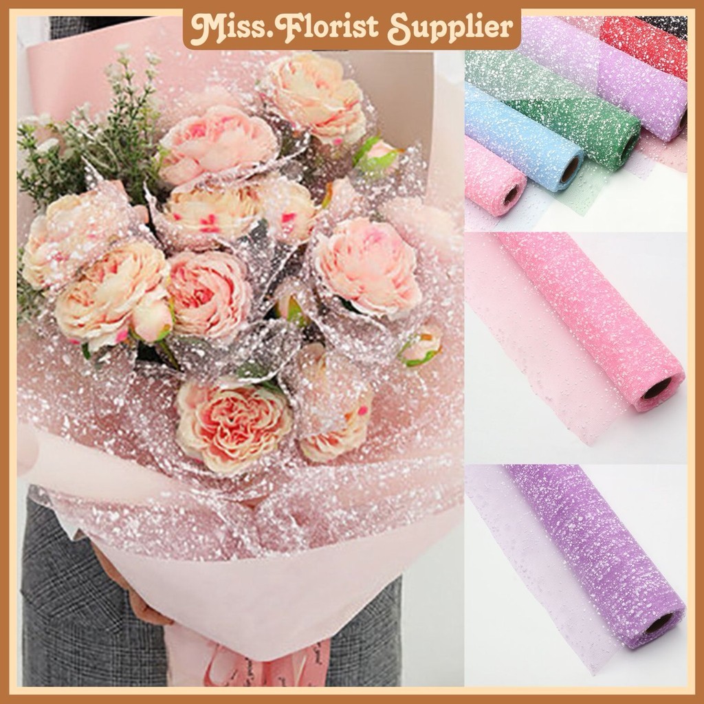 

[1 GULUNG 3.6M * 50 CM] 027. Kertas Tile Salju untuk Buket Gulungan / Flower Wrapping Snow Kain Tille Pembungkus Bouquet Bunga Cellophane