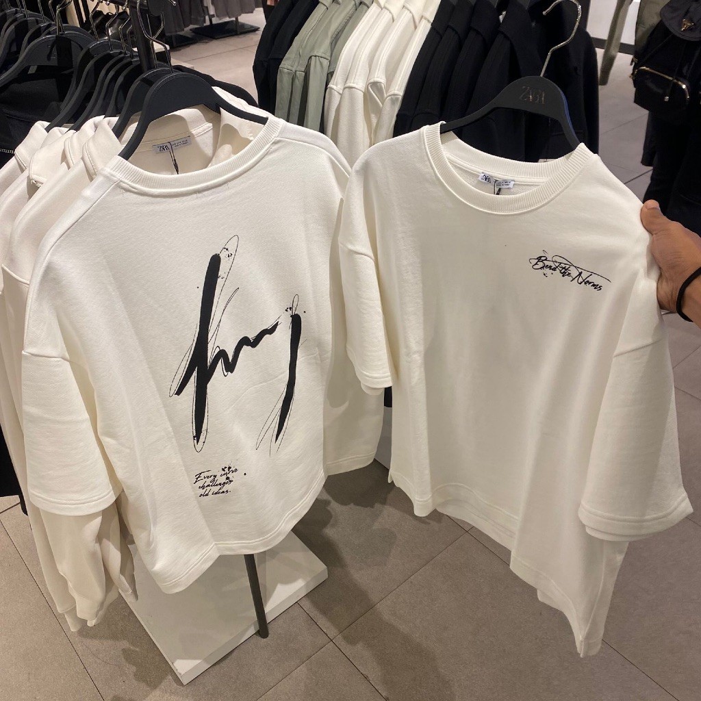 T-shirt Men's Unisex Full Tag Store Size Reguler Tshirt Oversize Zara (Man)